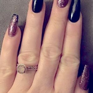 Morganite, rose gold, size 7 engagement and wedding ring. Beautiful set